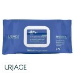 Paquet bleu Uriage Bébé 1ères Lingettes d'Eau Nettoyante, étui blanc, x70