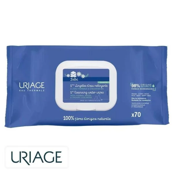 Uriage Bébé 1ères Lingettes D’eau Nettoyante 70u