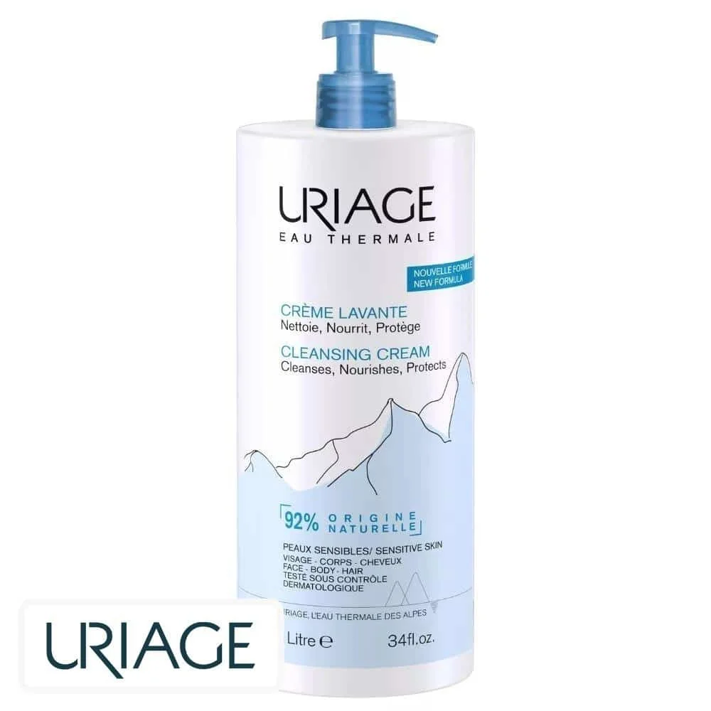 uriage-creme-lavante-1l.jpg Flacon pompe blanc Uriage Crème Lavante 1 litre peaux sensibles