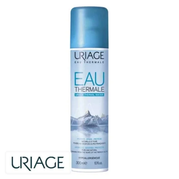 Aérosol bleu Uriage Eau Thermale spray 300 ml avec montagnes des Alpes