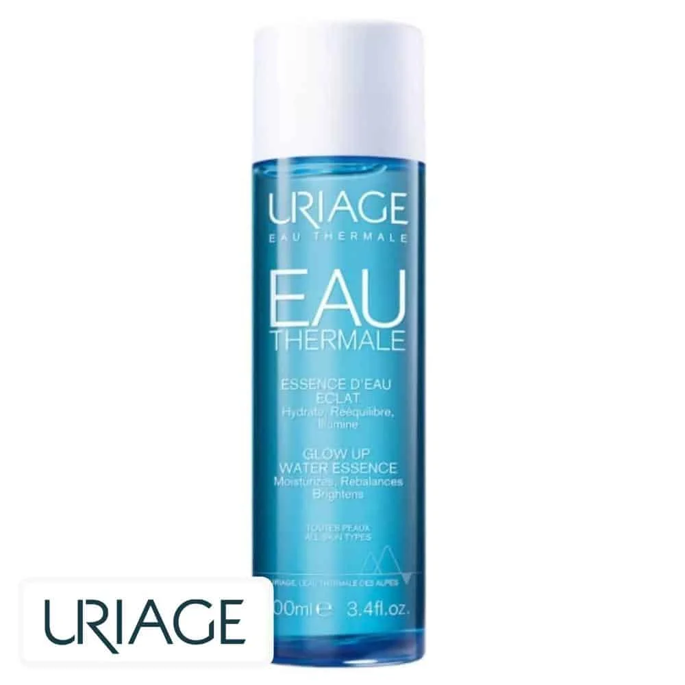 uriage-hydratation-essence-d-eau-eclat-100ml.jpg Flacon bleu translucide Uriage Eau Thermale Essence d'eau Éclat 100 ml