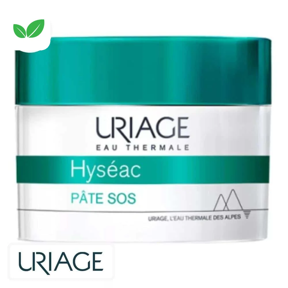 uriage-hyseac-pate-sos-soin-local-boutons-15g.jpg Pot blanc à couvercle vert Uriage Hyséac Pâte SOS soin local