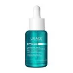 Flacon compte-gouttes turquoise Uriage Hyséac sérum peau neuve anti-imperfections