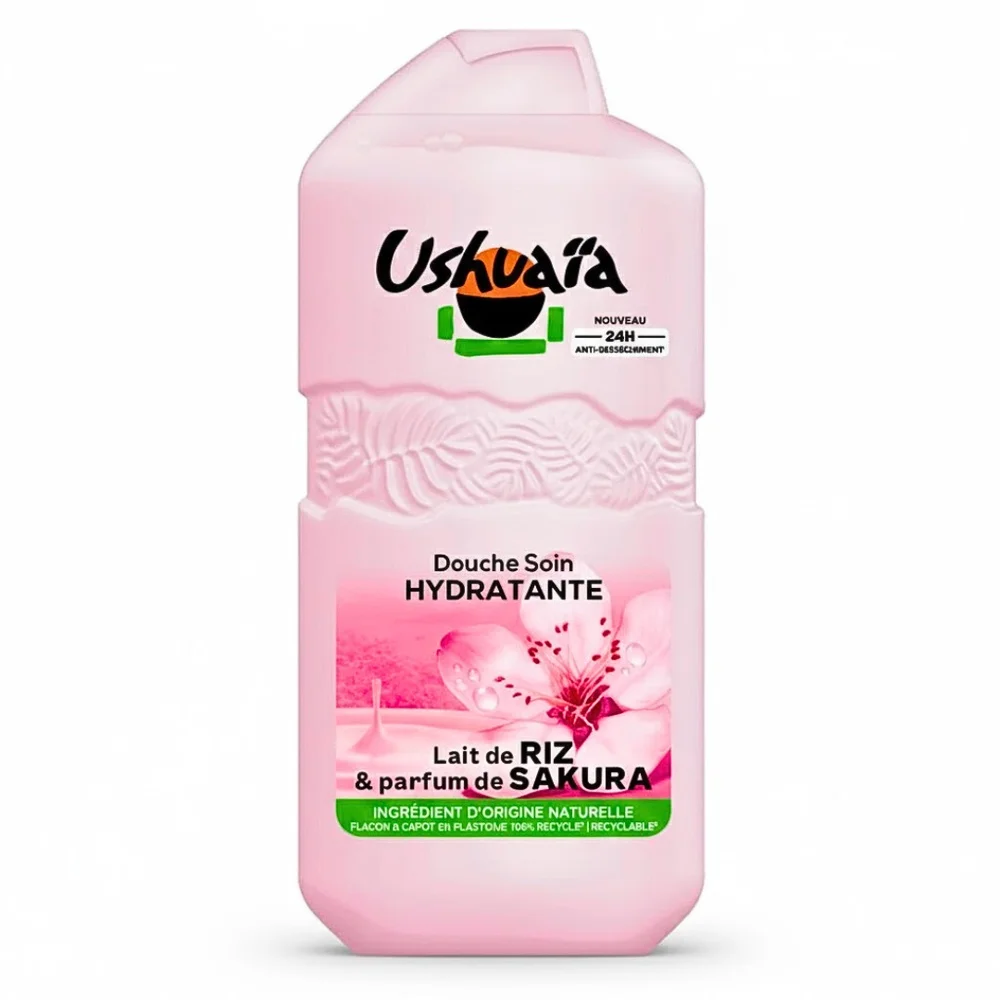 ushuaia-douche-soin-hydratante-lait-de-riz-sakura-280ml.jpg Flacon rose pâle Ushuaïa Douche Soin Hydratante lait de riz et sakura