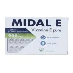 Boîte Midal E Bio Organika vitamine E pure 900 mg 30 capsules sous blister