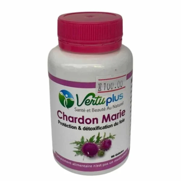 Pilulier rose Vertuplus Chardon Marie 90 gélules avec fleurs de chardon
