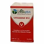 Boîte rouge et blanche Vertuplus Vitamine B12 globules rouges 60 gélules