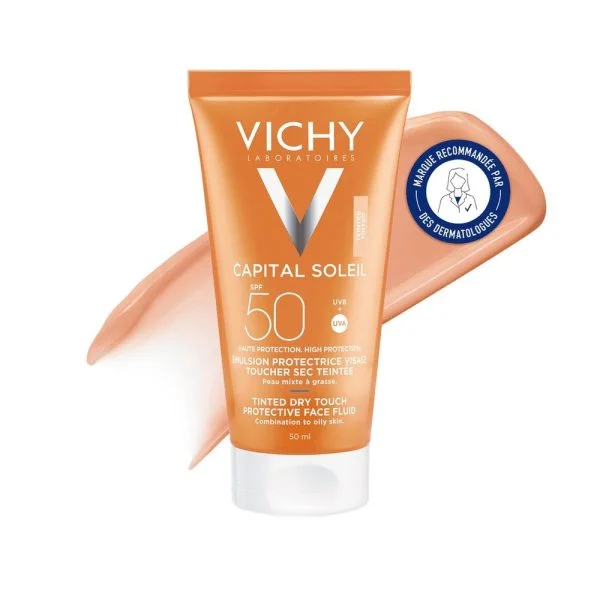 Vichy Capital Soleil Émulsion Protectrice Toucher Sec Teintée SPF50 50ml – photo 2