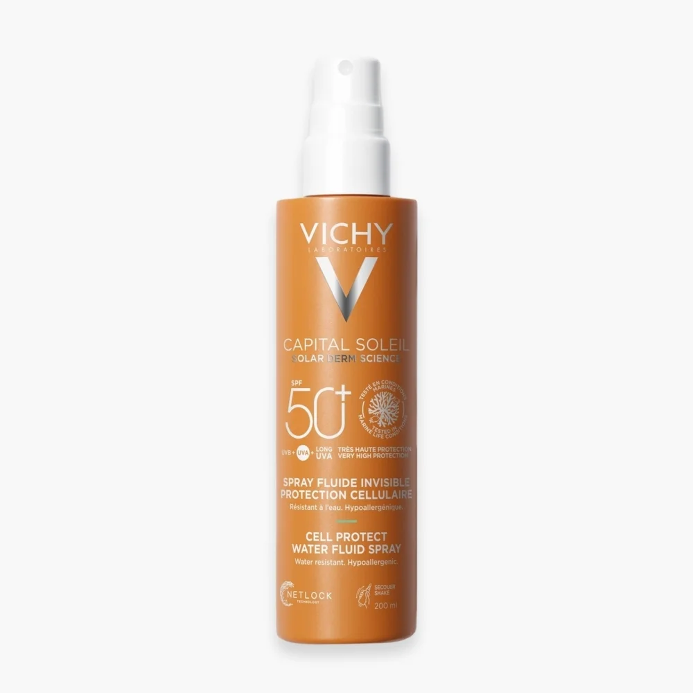 vichy-capital-soleil-spray-fluide-invisible-protection-cellulaire-spf50-200ml.jpg Flacon spray orange Vichy Capital Soleil spray fluide invisible SPF 50+