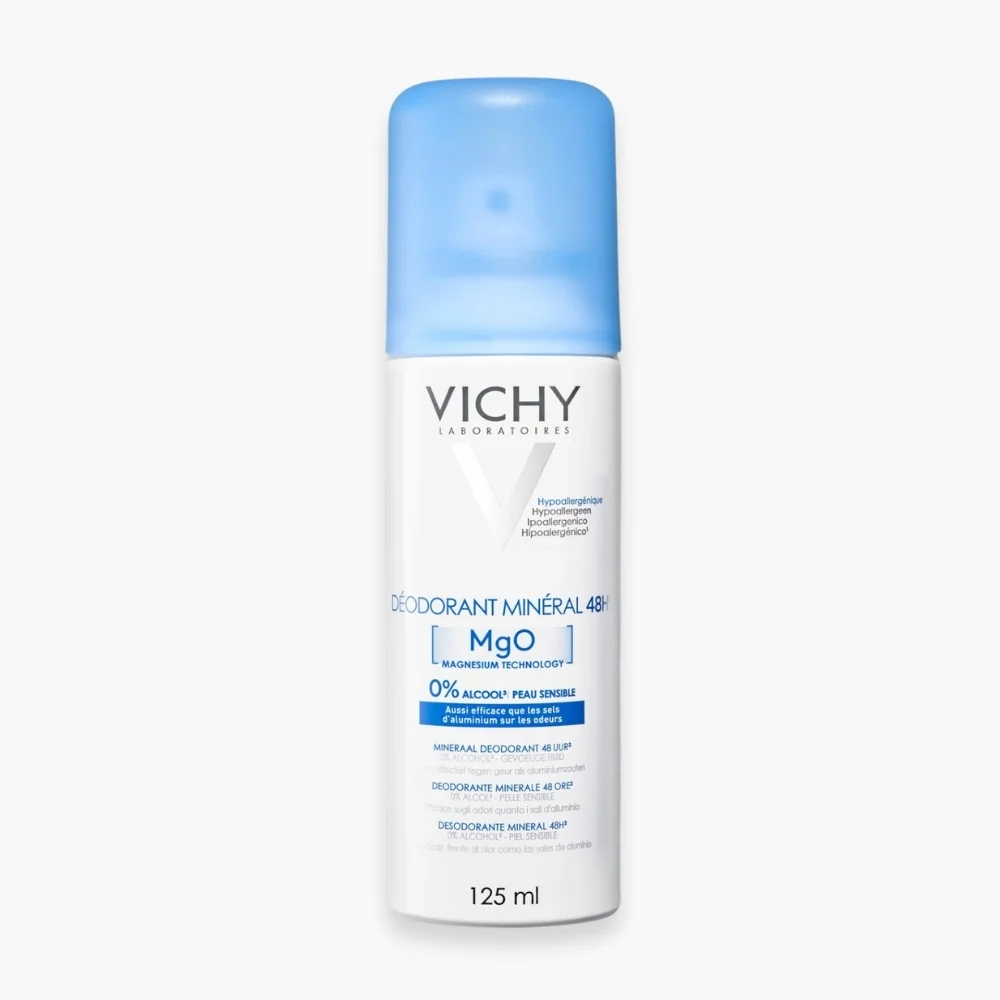 vichy-deodorant-aerosol-mineral-mgo-peau-sensible-48h-125ml.jpg Aérosol Vichy déodorant minéral MgO 125 ml bouchon bleu fond blanc