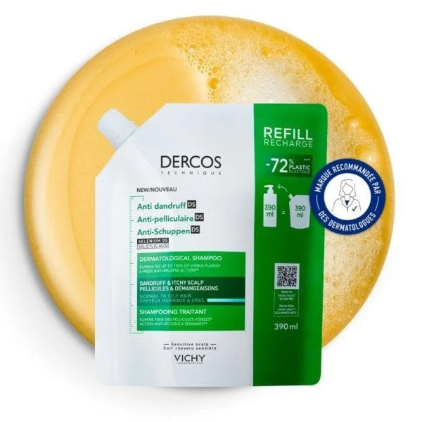 Vichy Dercos DS Shampoing Traitant Anti-Pelliculaire Cheveux Normaux à Gras Eco-Recharge 390ml – photo 2