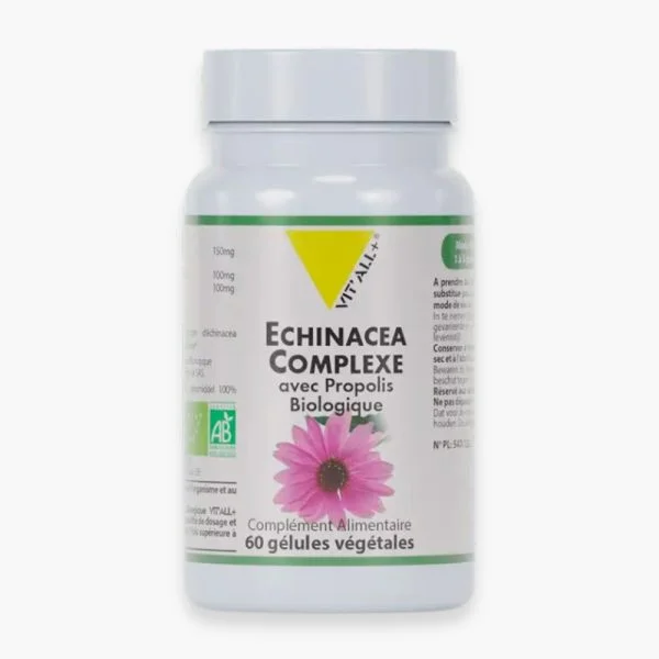 Flacon Echinacea Complexe propolis Vit'all+ fleur rose logo AB