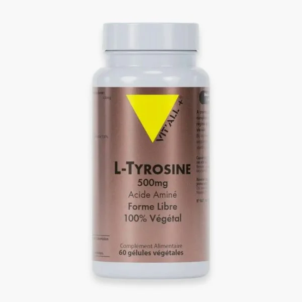 Flacon cuivré L-Tyrosine 500 mg Vit'all+ 60 gélules végétales