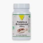 Flacon blanc Vitall+ Propolis Biologique 500mg 30 gélules logo AB