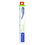 Brosse à dents Vitis Access Orthodontic dans son étui vert et blanc à fenêtre