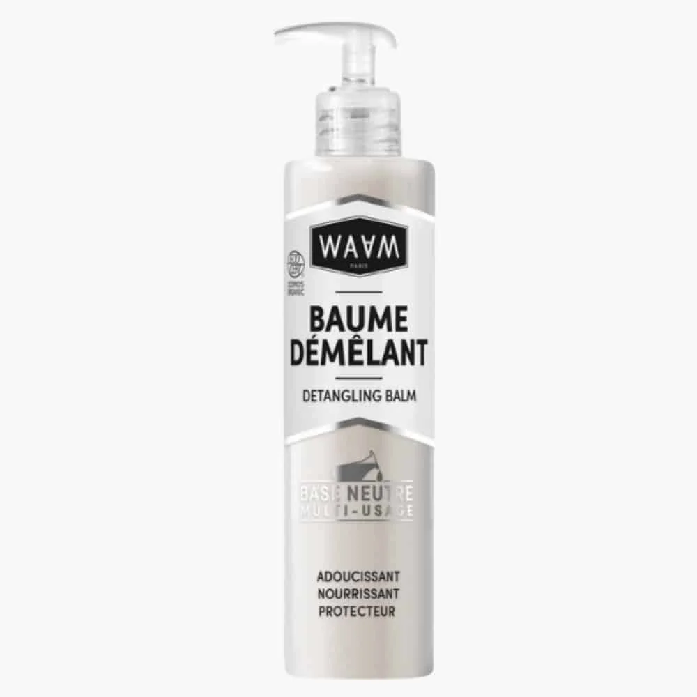 waam-baume-demelant-base-neutre-adoucissant-bio-200ml.jpg Flacon pompe blanc WAAM Baume Démêlant base neutre multi-usage
