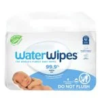 Pack de quatre paquets de lingettes WaterWipes 99,9 % d'eau avec poignée