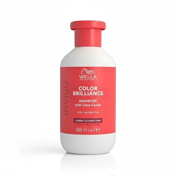Flacon rouge et blanc du shampooing Wella Invigo Color Brilliance 300 ml