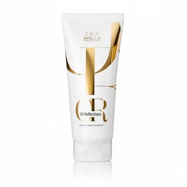 Tube blanc d'après-shampoing Wella Oil Reflections avec lettres dorées OR