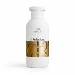 Flacon blanc de shampoing Wella Oil Reflections 250 ml avec bandeau doré