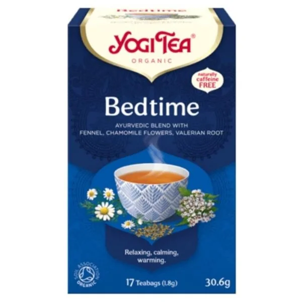 Boîte bleue d'infusion Yogi Tea Bedtime bio avec tasse, camomille et valériane