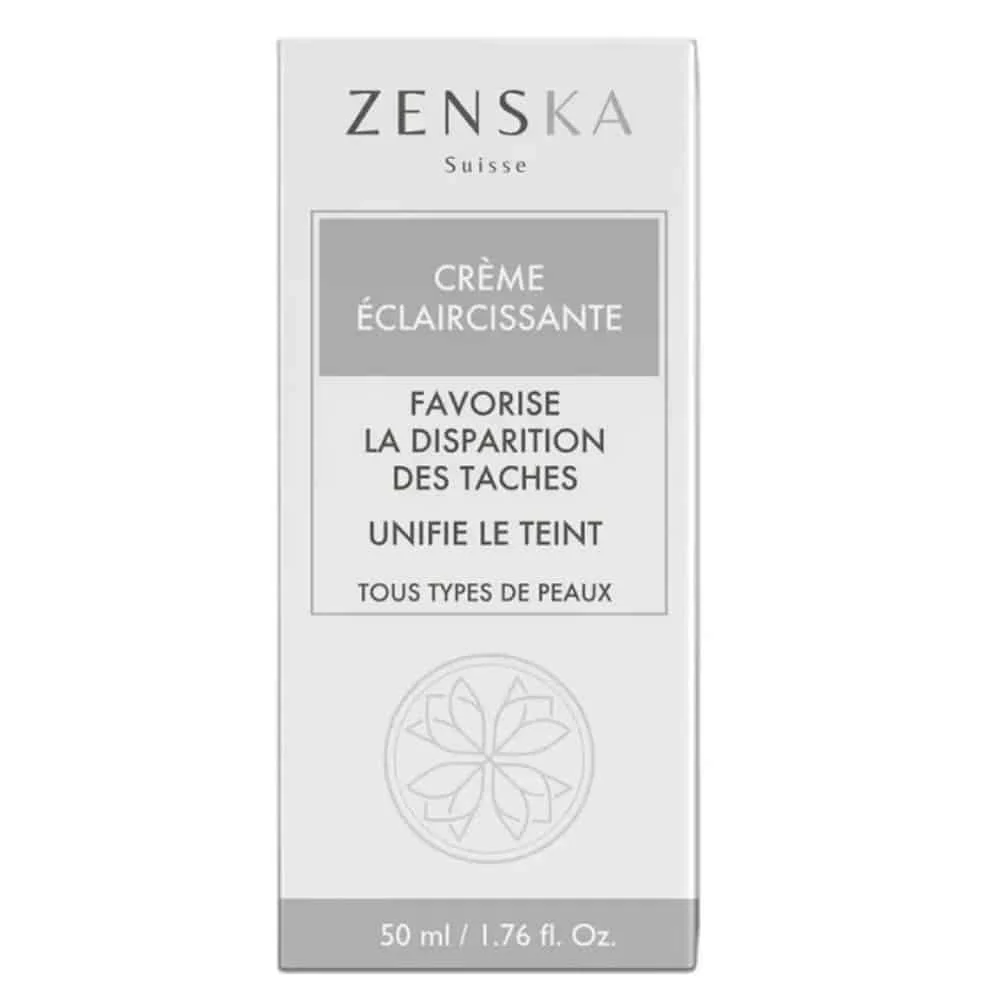zenska-creme-eclaircissante-unifiante-50ml.jpg Étui blanc et gris de la crème éclaircissante Zenska Suisse 50 ml