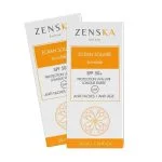 Deux étuis blancs et orange d'écran solaire invisible Zenska SPF 50+ 50 ml