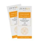 Deux étuis blancs et orange d'écran solaire fluide toucher sec Zenska SPF 50+