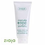Tube blanc Ziaja Manuka Tree pâte exfoliante nettoyante lettrage vert