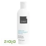 Flacon blanc Ziaja Med shampoing apaisant lettrage bleu tous cheveux