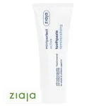 Tube blanc Ziaja Mintperfect Active dentifrice reminéralisant lettrage bleu vertical