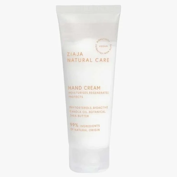 Tube blanc Ziaja Natural Care Crème Mains hydratante et protectrice vegan, 75 ml