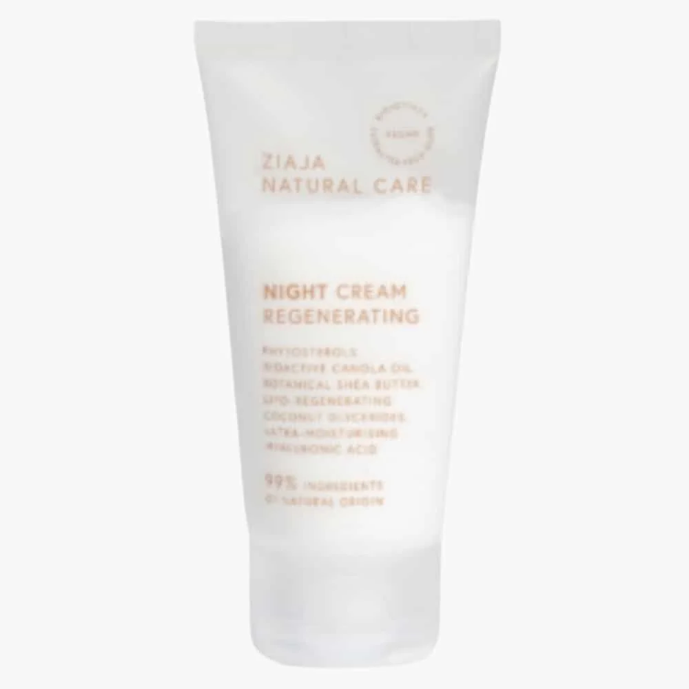 ziaja-natural-care-creme-regeneratrice-nuit-vegan-50ml.jpg Tube blanc Ziaja Natural Care Night Cream Regenerating, mention vegan