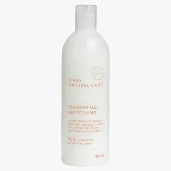 Flacon blanc Ziaja Natural Care Shower Gel Refreshing 400 ml