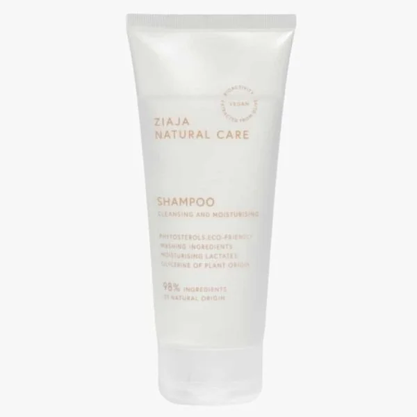 Tube blanc Ziaja Natural Care Shampoing nettoyant et hydratant vegan, 200 ml