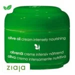 Pot vert Ziaja Olive Oil cream intensely nourishing, fond blanc
