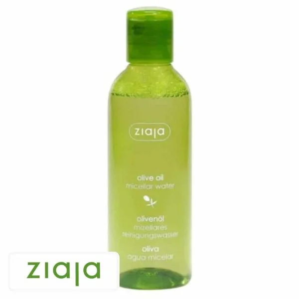 Flacon vert translucide Ziaja Olive Oil micellar water, bouchon vert