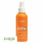 Flacon orange Ziaja Sun huile en spray SPF6, pompe vaporisateur blanche