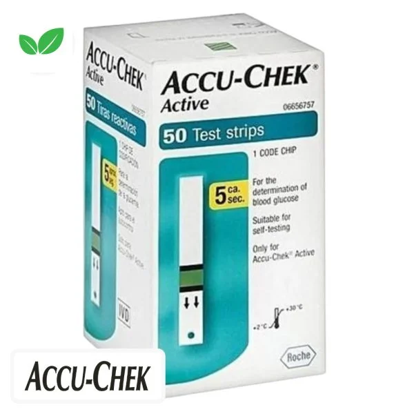 Boîte Accu-Chek Active bandelettes de test de glycémie, laboratoire Roche