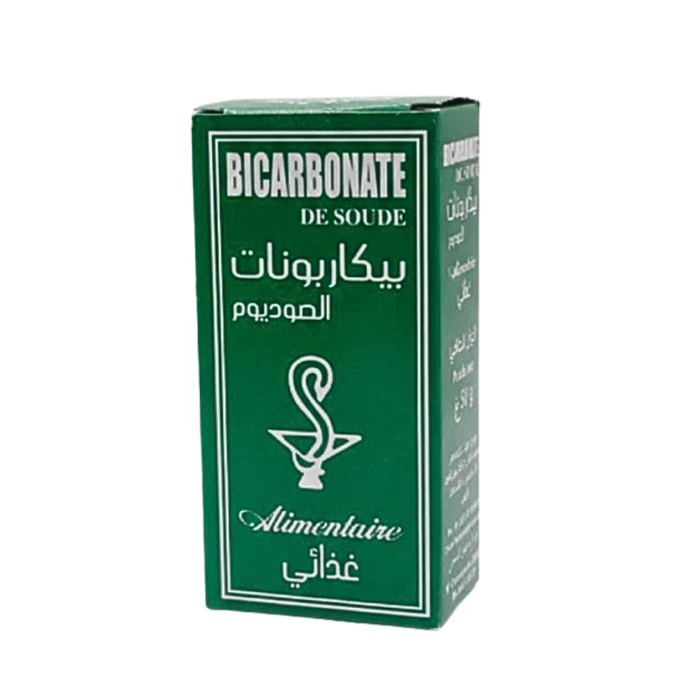 generique-bicarbonate-de-soude-alimentaire-pm-50g.jpg Petite boîte cartonnée verte de bicarbonate de soude alimentaire