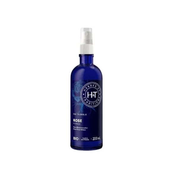 Flacon bleu vaporisateur Herbes et Traditions eau florale de rose 200ml