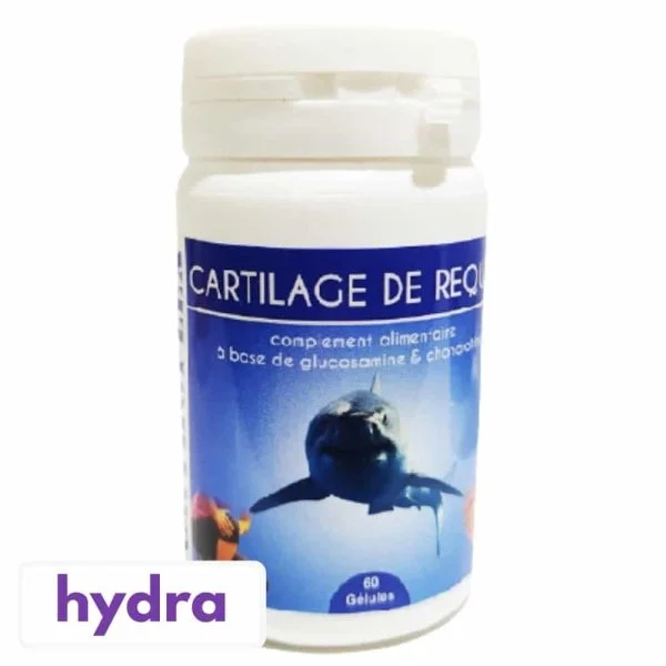 Pot blanc étiquette bleue Hydra cartilage de requin 60 gélules