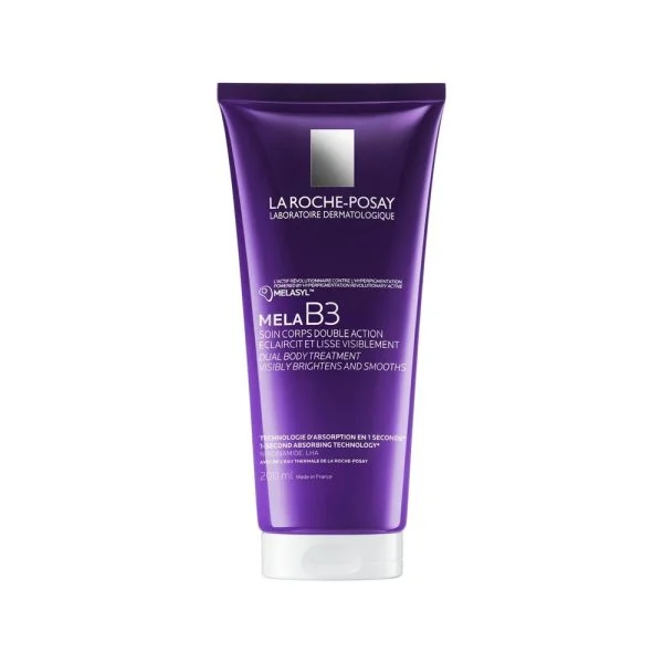 Tube violet La Roche-Posay Mela B3 soin corps double action 200 ml