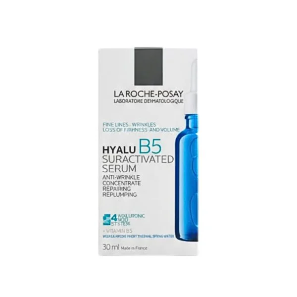 Étui blanc et flacon bleu La Roche-Posay Hyalu B5 sérum 30 ml