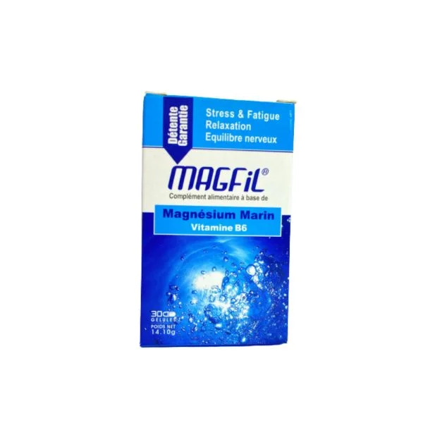 Boîte Magfil magnésium marin et vitamine B6, complément 30 gélules