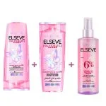 Démêlant, shampooing et spray Ultra Gloss Elseve Glycolic Gloss roses