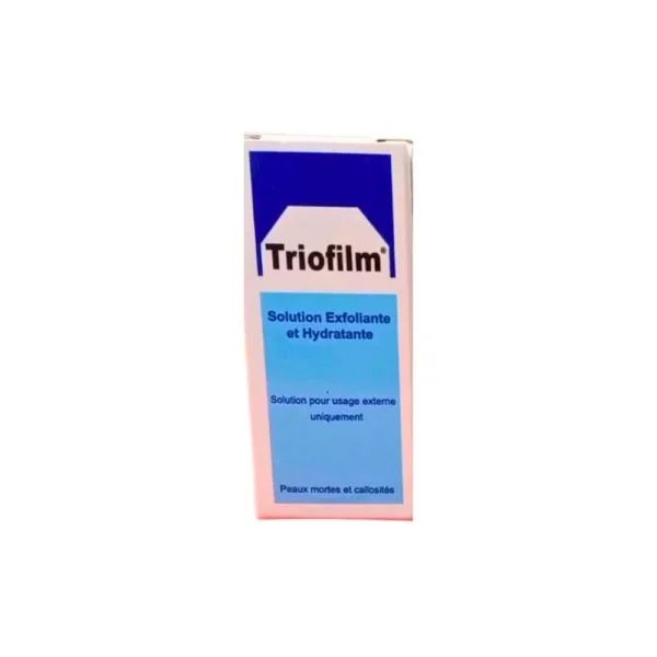 Étui bleu et blanc de la solution exfoliante et hydratante Triofilm
