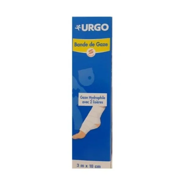 Étui bleu Urgo bande de gaze hydrophile 2 lisières 3 m x 10 cm