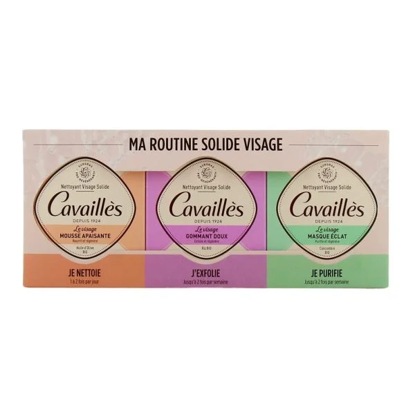 🎁 Pack 🎁 CAVAILLES Coffret Ma Routine Solide Visage 3*210gr