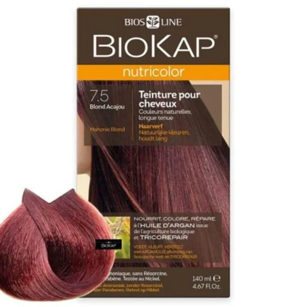 Étui Biokap Nutricolor 7.5 blond acajou teinture cheveux 140 ml